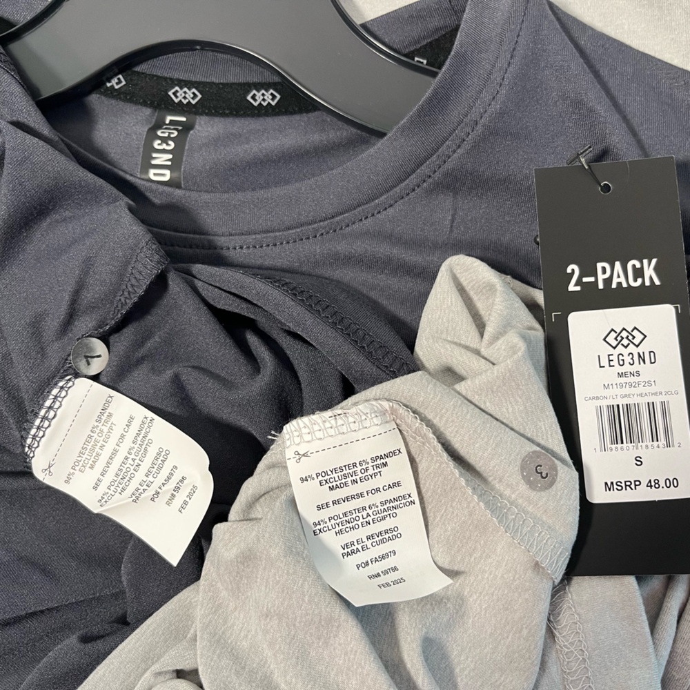 LEG3ND Super Soft Light Weight Stretch Moisture Wicking ShortSleeve Tees 2pc set - Picture 9 of 11